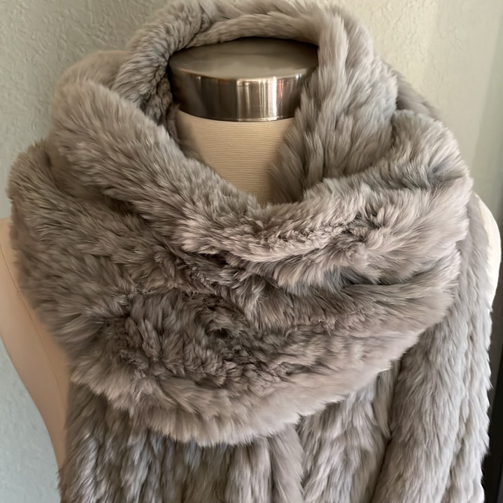Tory Burch Rabbit Fur Fringe Scarf